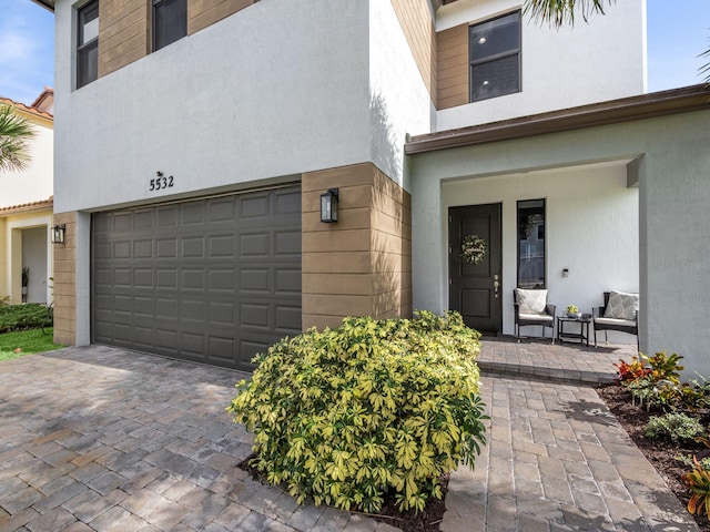 entrance to property with a garage