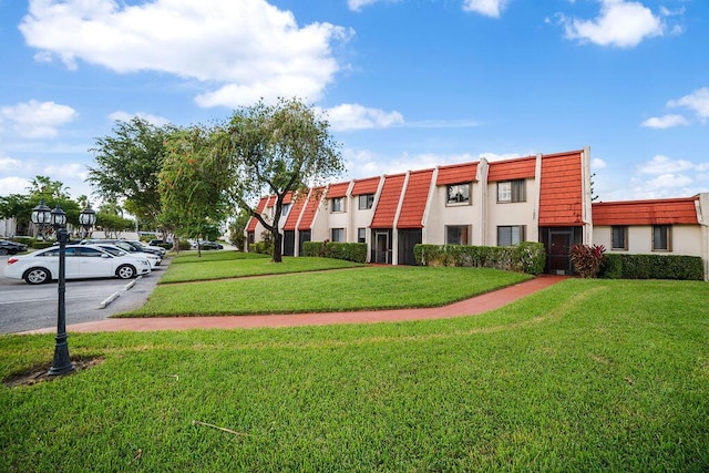 view of property's community with a yard