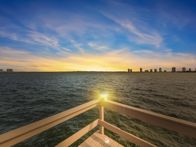 dock area featuring a water view