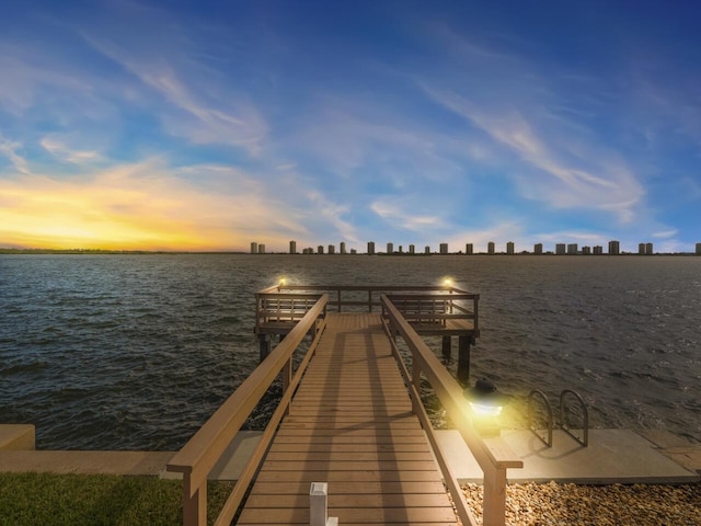 view of dock featuring a water view