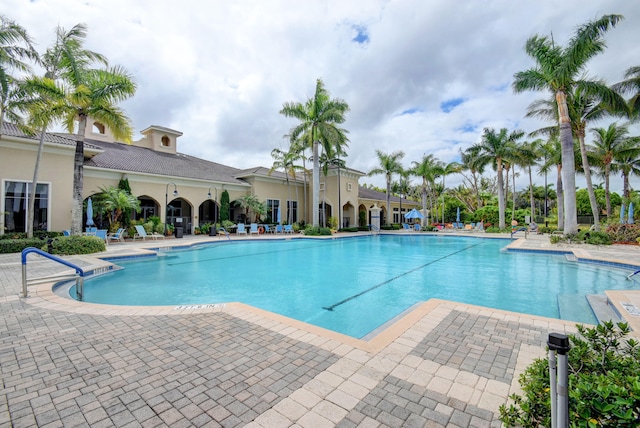 view of pool featuring a patio