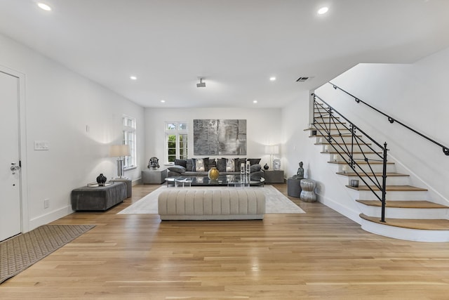 living room featuring light wood-type flooring