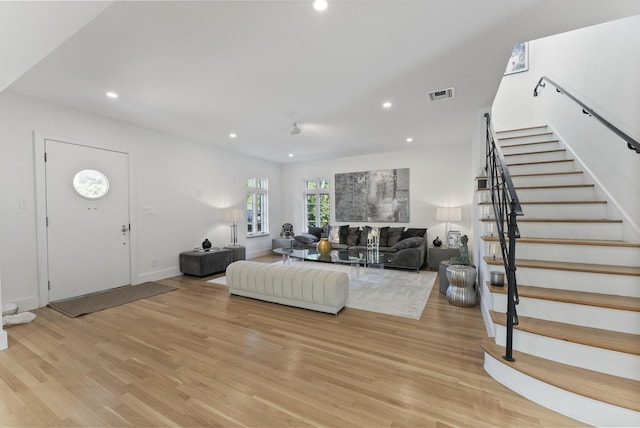 living room featuring light hardwood / wood-style floors