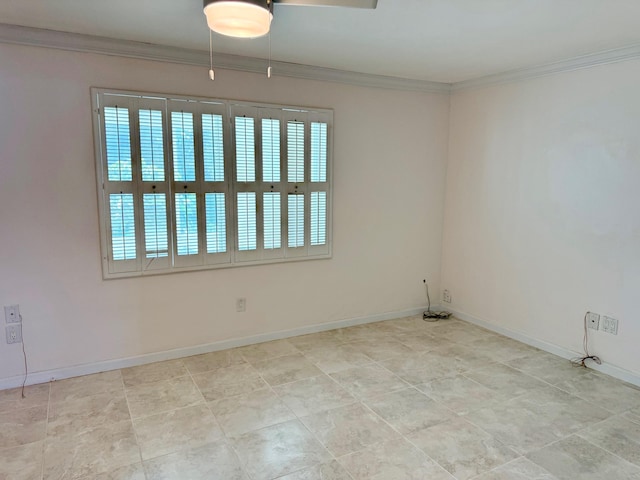 unfurnished room featuring ornamental molding