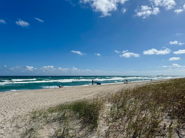 view of water feature with a view of the beach