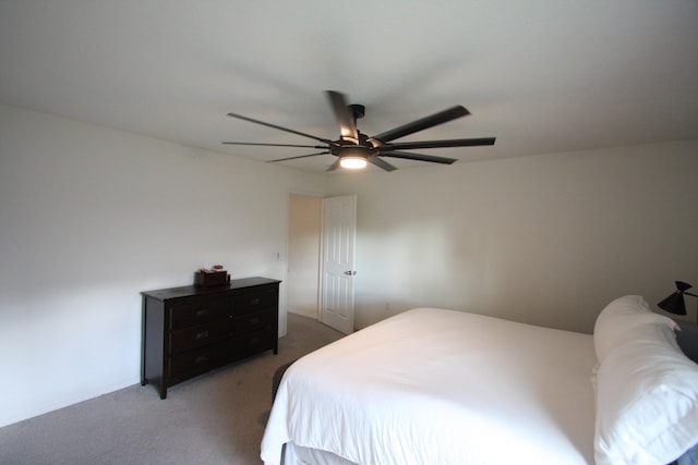 bedroom featuring carpet flooring and ceiling fan