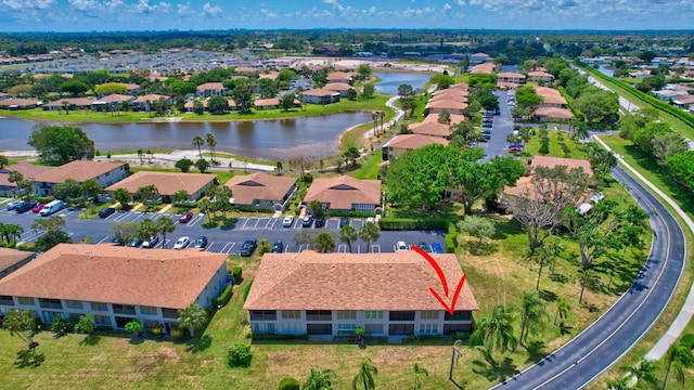 bird's eye view featuring a water view