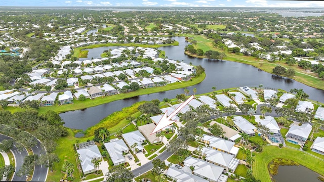 bird's eye view featuring a water view