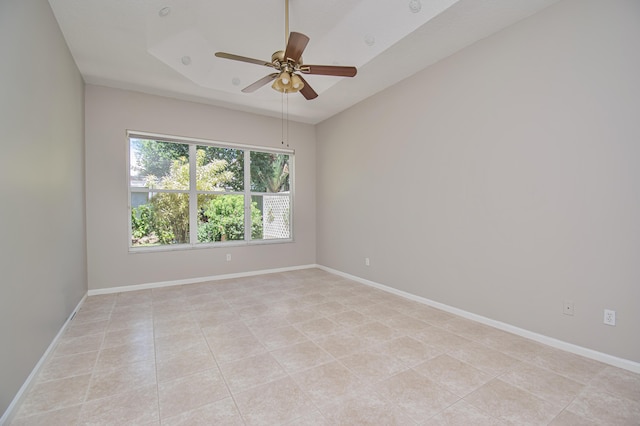 11481 Kanapali Ln, Boynton Beach, FL 33437 - spare room with light tile patterned floors, a ceiling fan, and baseboards