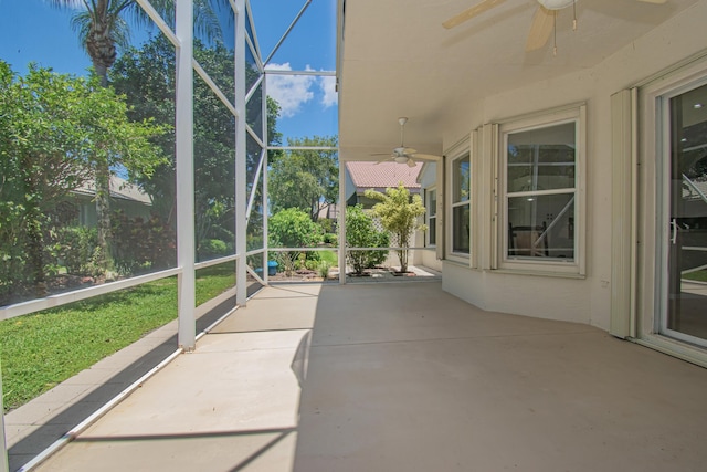 11481 Kanapali Ln, Boynton Beach, FL 33437 - unfurnished sunroom featuring ceiling fan
