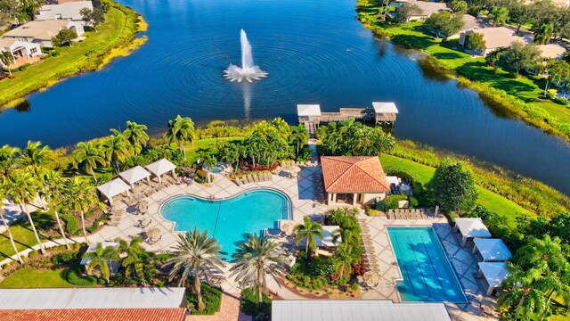 11481 Kanapali Ln, Boynton Beach, FL 33437 - bird's eye view of a pool area and a large body of water