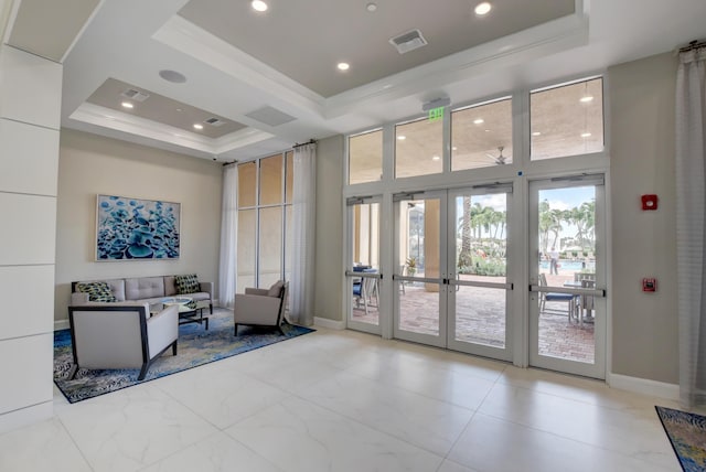 11481 Kanapali Ln, Boynton Beach, FL 33437 - common area with a high ceiling and recessed lighting