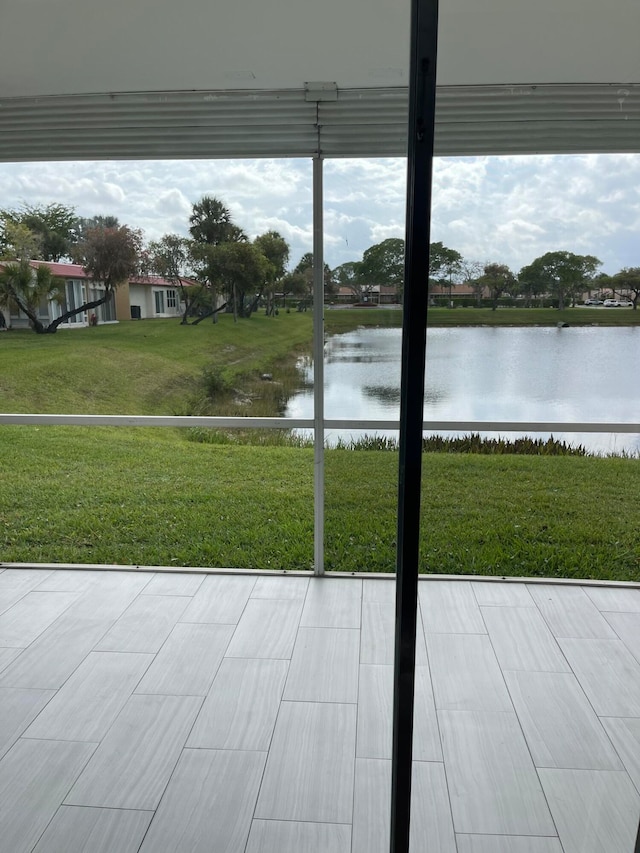 entryway featuring a water view