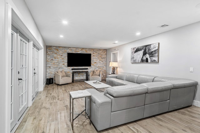 living room with light wood-type flooring