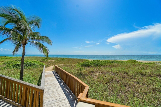 property view of water with a beach view