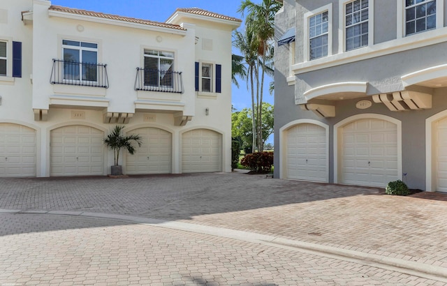 view of front of property with a garage