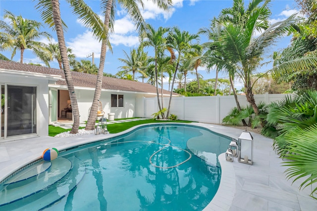 view of pool featuring a patio area