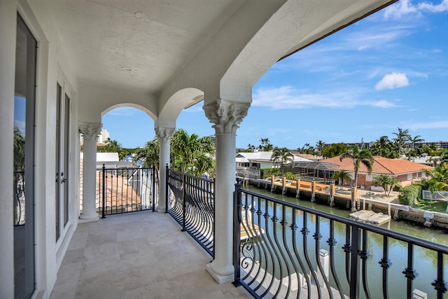 balcony with a water view