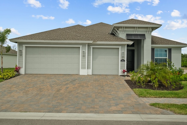 view of front of house with a garage