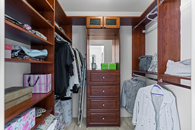 spacious closet with light wood-type flooring