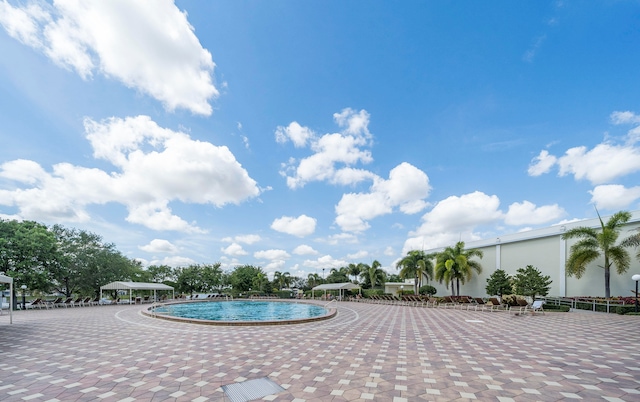 view of pool featuring a patio