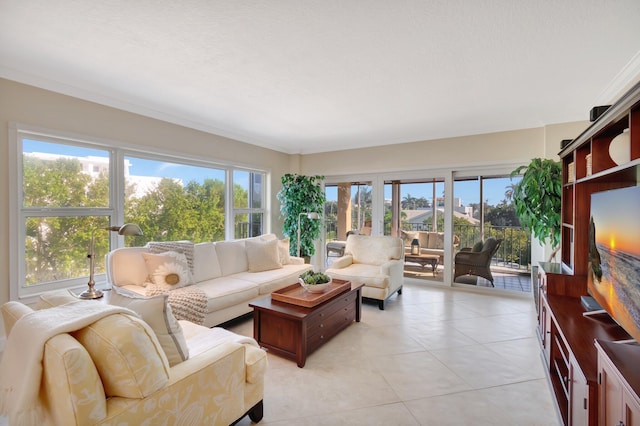 view of tiled living room