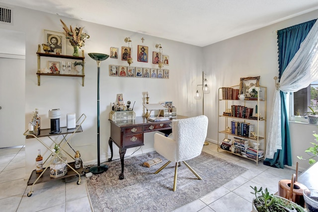office area featuring tile patterned flooring