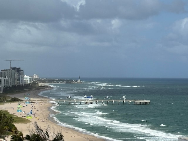 property view of water with a beach view