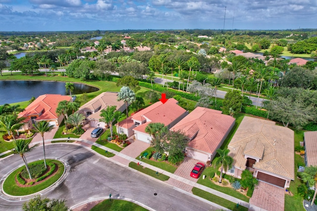 bird's eye view featuring a water view