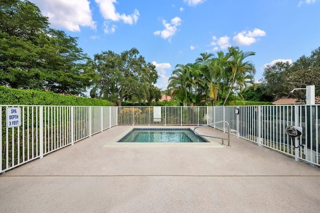 view of swimming pool with a patio