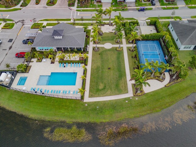 11461 SW Lyra Dr, Port Saint Lucie, FL 34987 - aerial view of a pool and a large body of water
