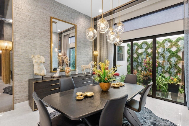 dining room featuring light tile patterned flooring