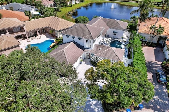 bird's eye view featuring a water view