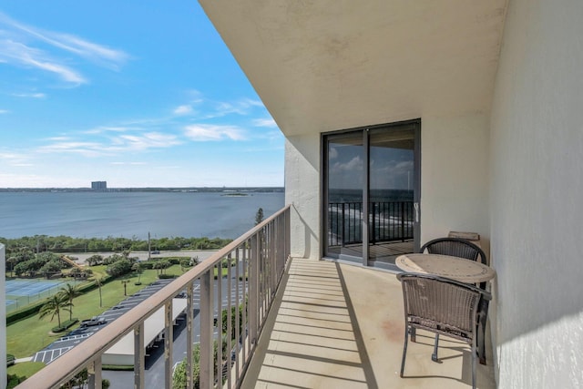 balcony with a water view