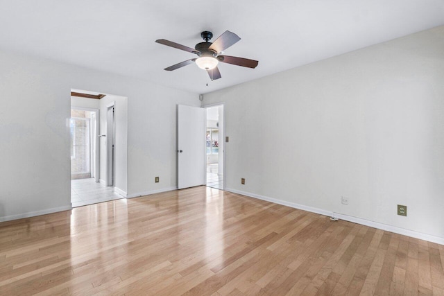 interior space featuring ceiling fan and light hardwood / wood-style floors