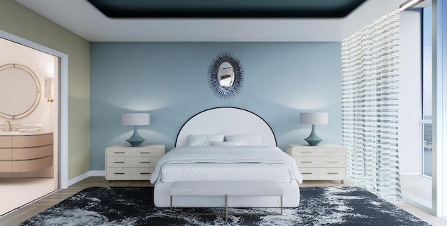 bedroom featuring dark wood-type flooring