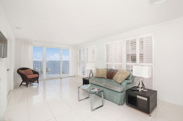 view of tiled living room