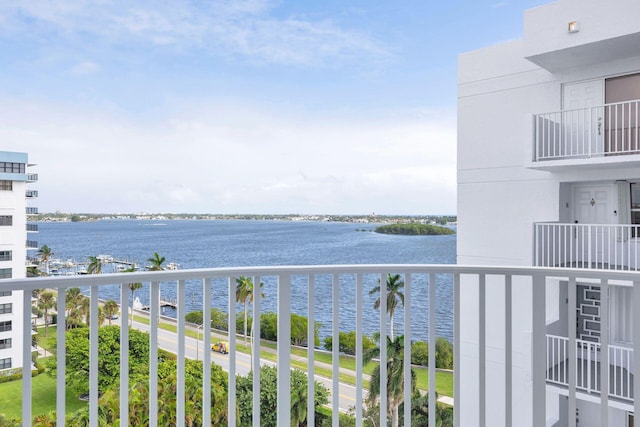 balcony with a water view