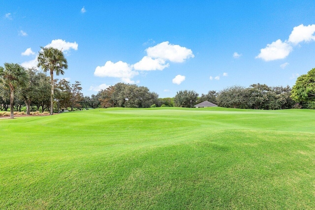 view of property's community with a lawn