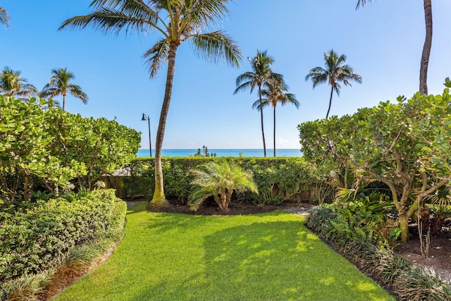 view of yard featuring a water view