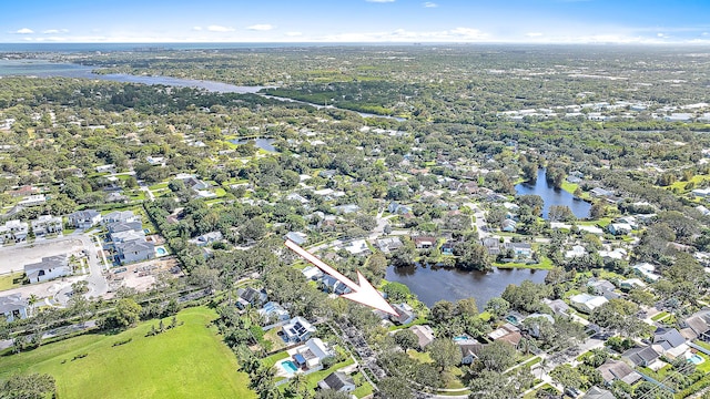 bird's eye view featuring a water view