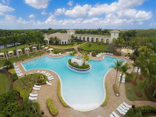 view of pool featuring a patio area