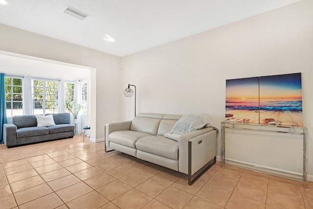 view of tiled living room