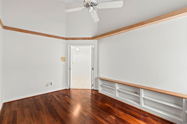 unfurnished room with hardwood / wood-style floors and ceiling fan