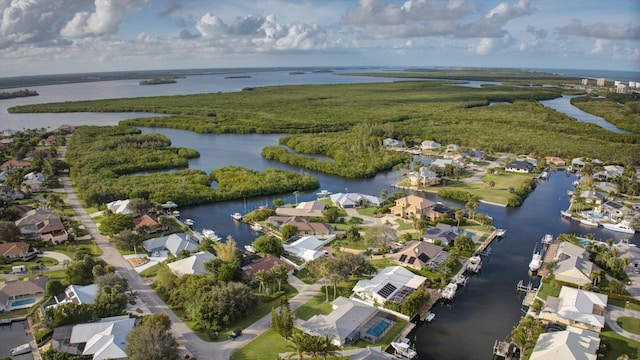 bird's eye view featuring a water view