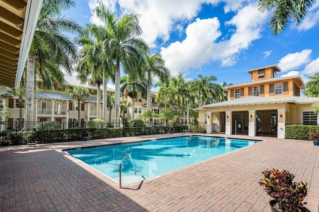 view of swimming pool featuring a patio