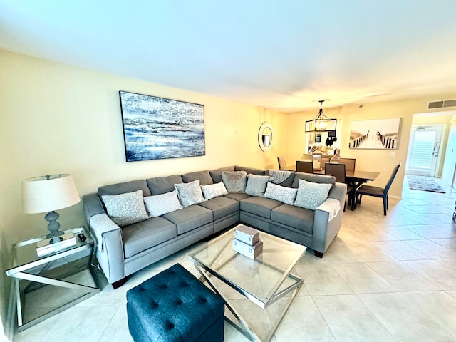 view of tiled living room