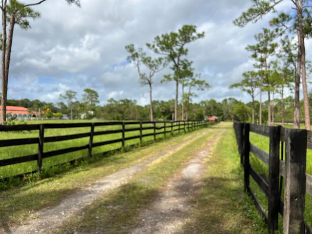 view of street with a rural view