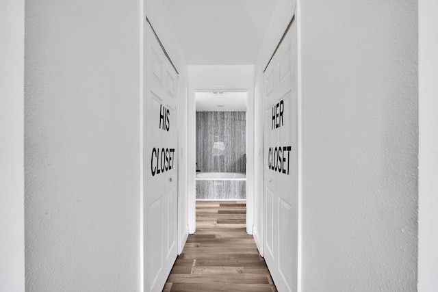 hallway featuring light wood-type flooring