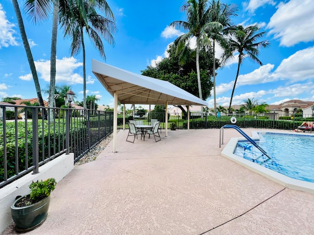 view of community with a gazebo and a patio area